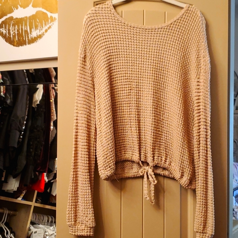 Elan beige waffle knit sweater